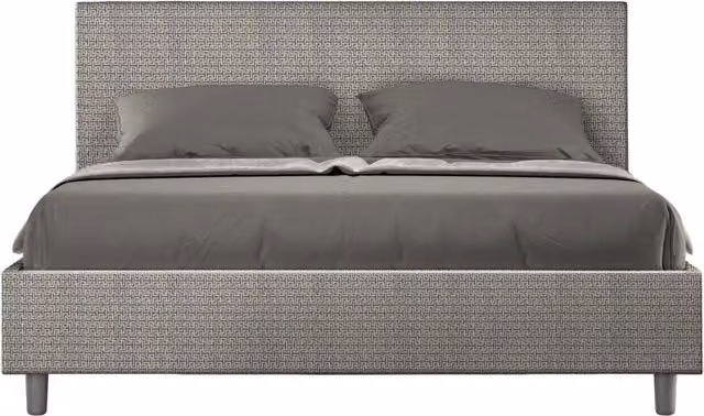 Letto Matrimoniale Adele con Contenitore e Rete con Alzata Imbottito in Tessuto Grigio L/P/H: 160 x 200 x 106 cm