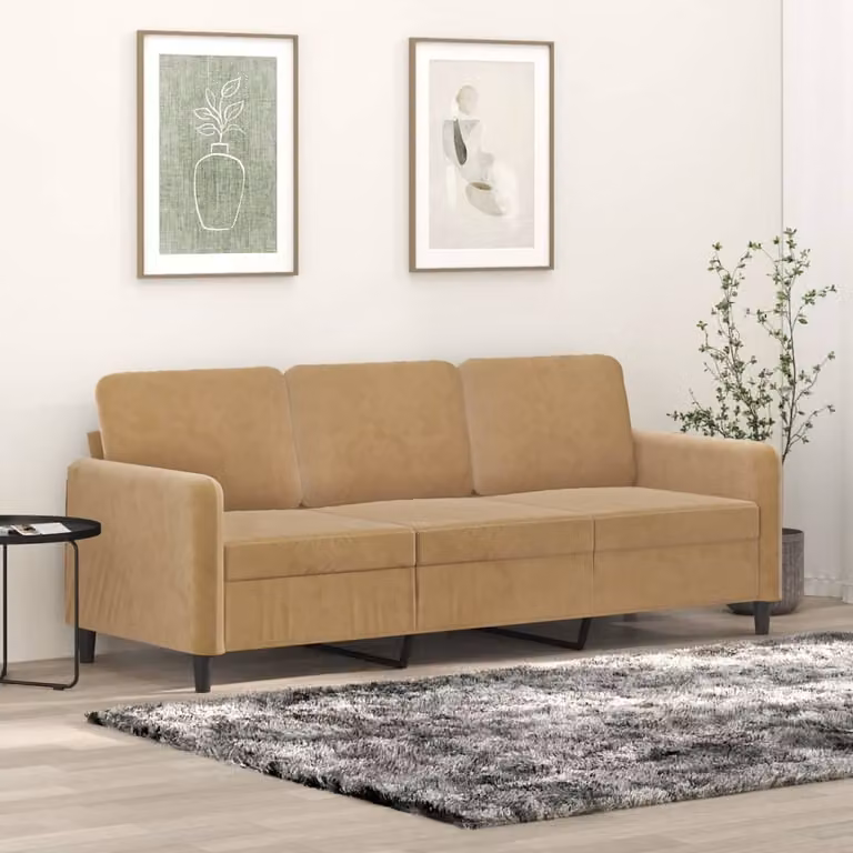 Divano Maison Exclusive, 3 posti, color marrone, 180 cm, in velluto