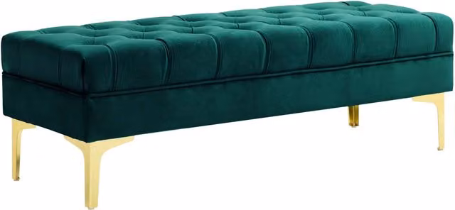 Panca con contenitore Xylo in tessuto effetto velluto verde scuro L: 118 cm, P: 45 cm, H: 42 cm – 1