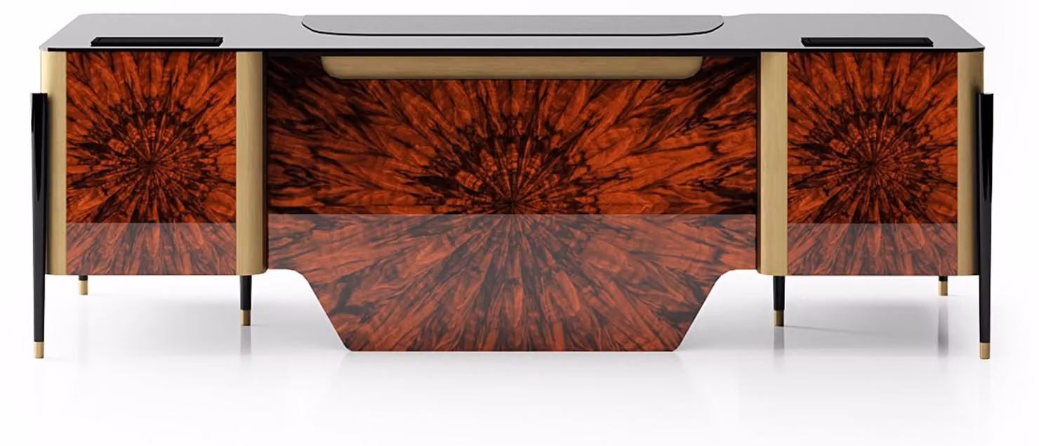 Moderna scrivania marrone Tavolo di design in legno Mobili direzionali Tavolo da ufficio
