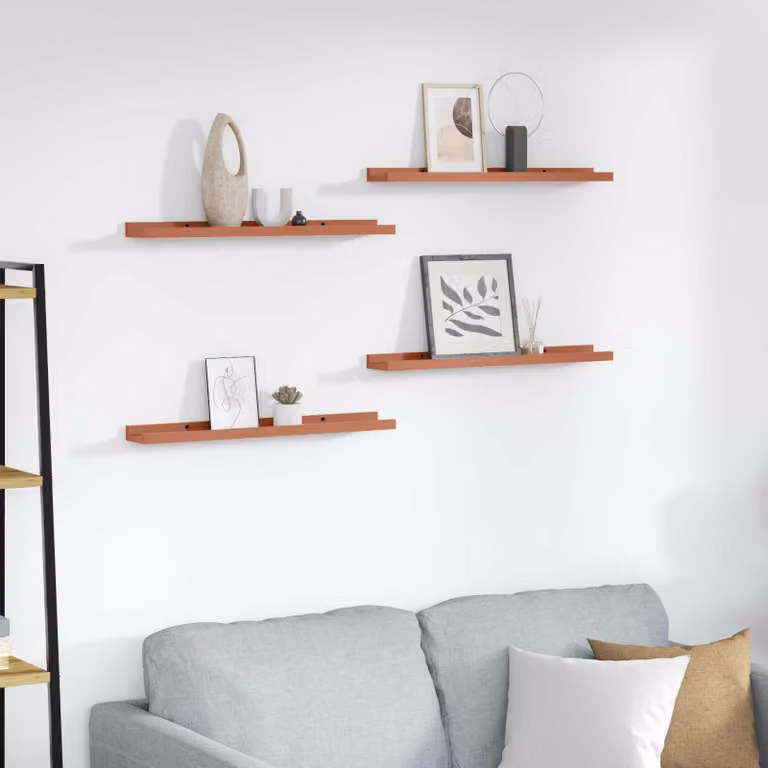 Set di 4 Scaffali da parete moderni vidaXL in MDF, colore Rosso, L: 60 cm, P: 9 cm, H: 3 cm