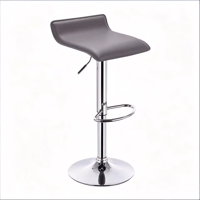 Sgabello da bar Chicfurn regolabile con rotazione 360 e design ergonomico in similpelle e acciaio grigio – 1