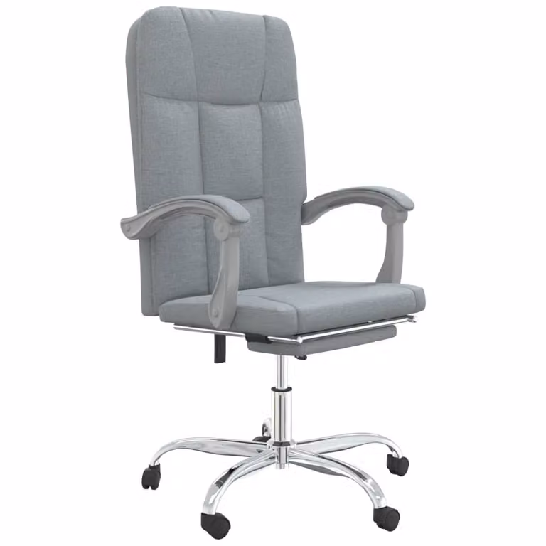 vidaXL Sedia da ufficio con funzione reclinabile in tessuto grigio chiaro