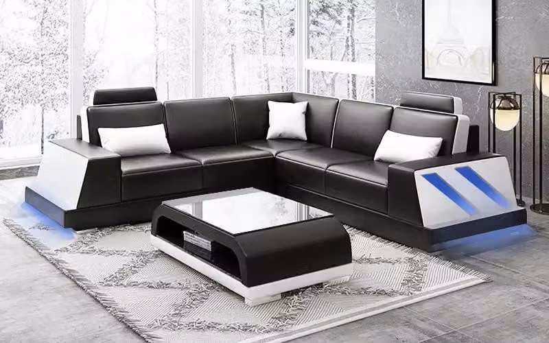 Ledersofa Eckcouch Polstergarnitur Sofa Couch Eckgarnitur Wohnlandschaft Polster