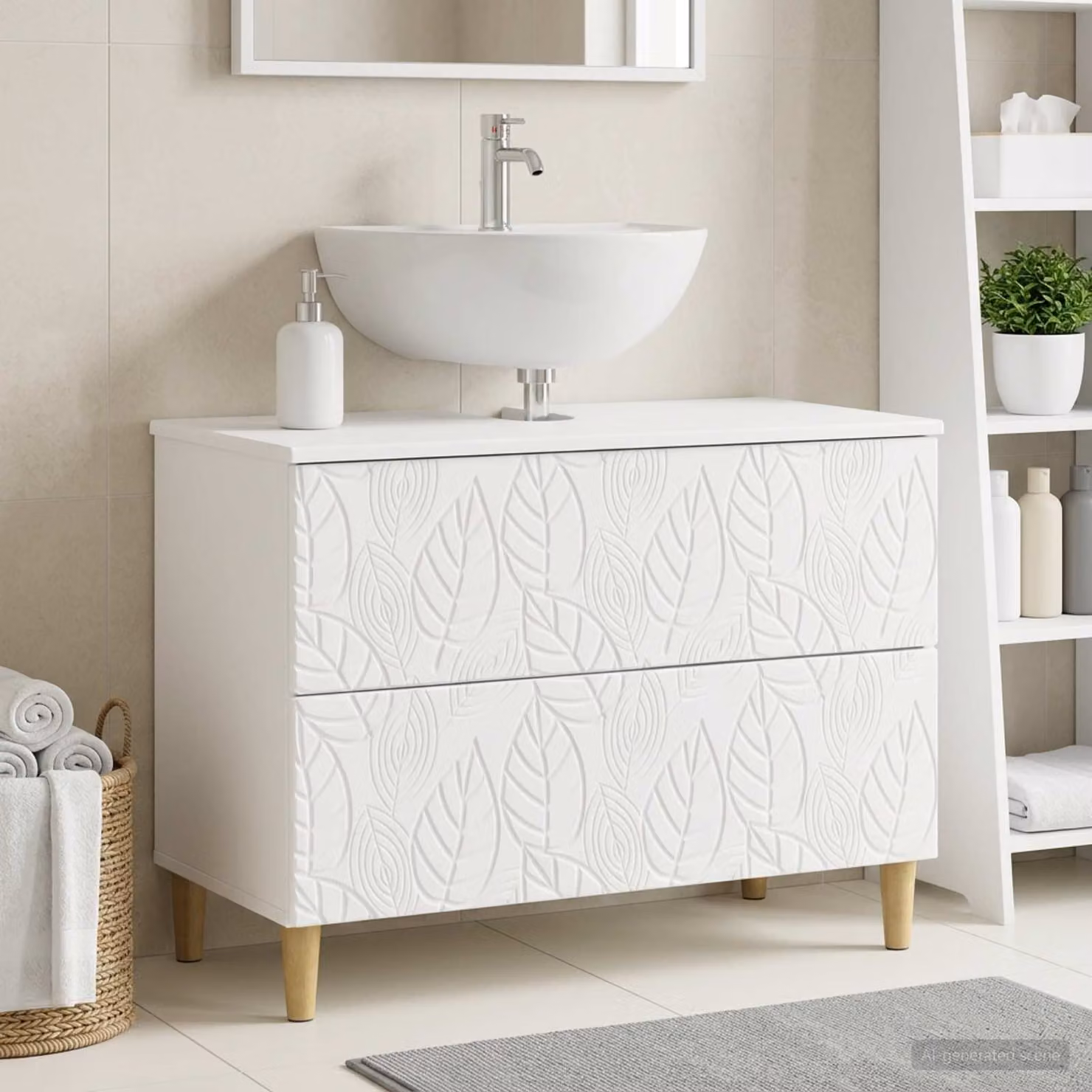Armadio per lavabo da bagno moderno vidaXL DELFT Bianco L: 82 cm, P: 41 cm, H: 59 cm