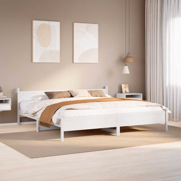 vidaXL Giroletto in legno massello di pino bianco con doghe piatte, L/P: 200 x 200 cm
