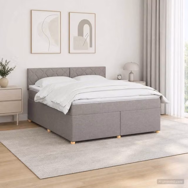 Letto box spring con materasso ibrido vidaXL colore tortora L/P/H: 160 x 200 x 88 cm – 1