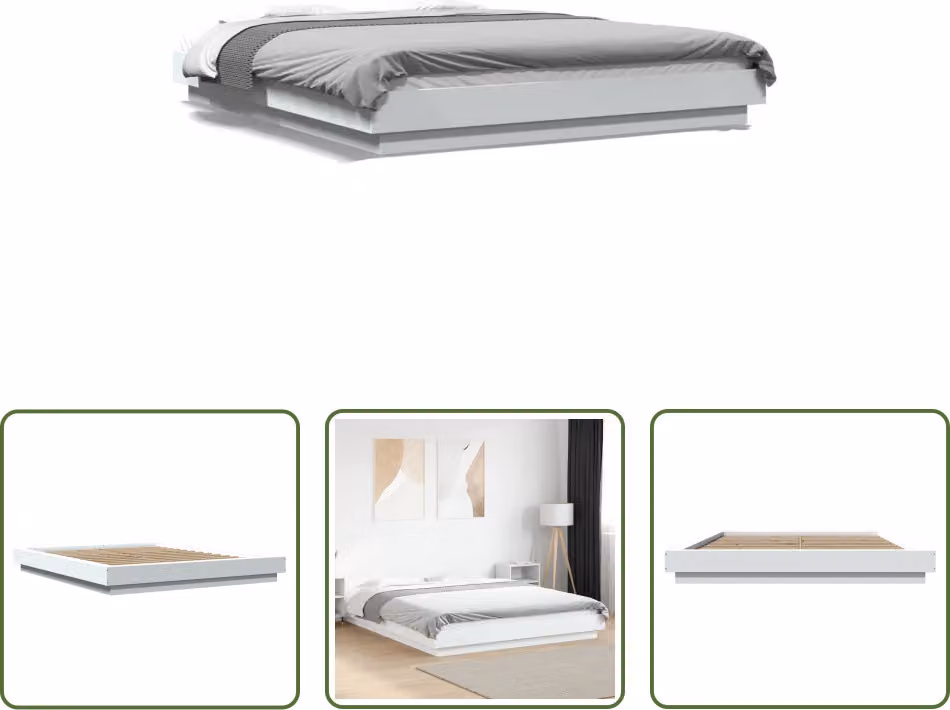 The Living Store Struttura per letto bianca 160x200 cm in legno