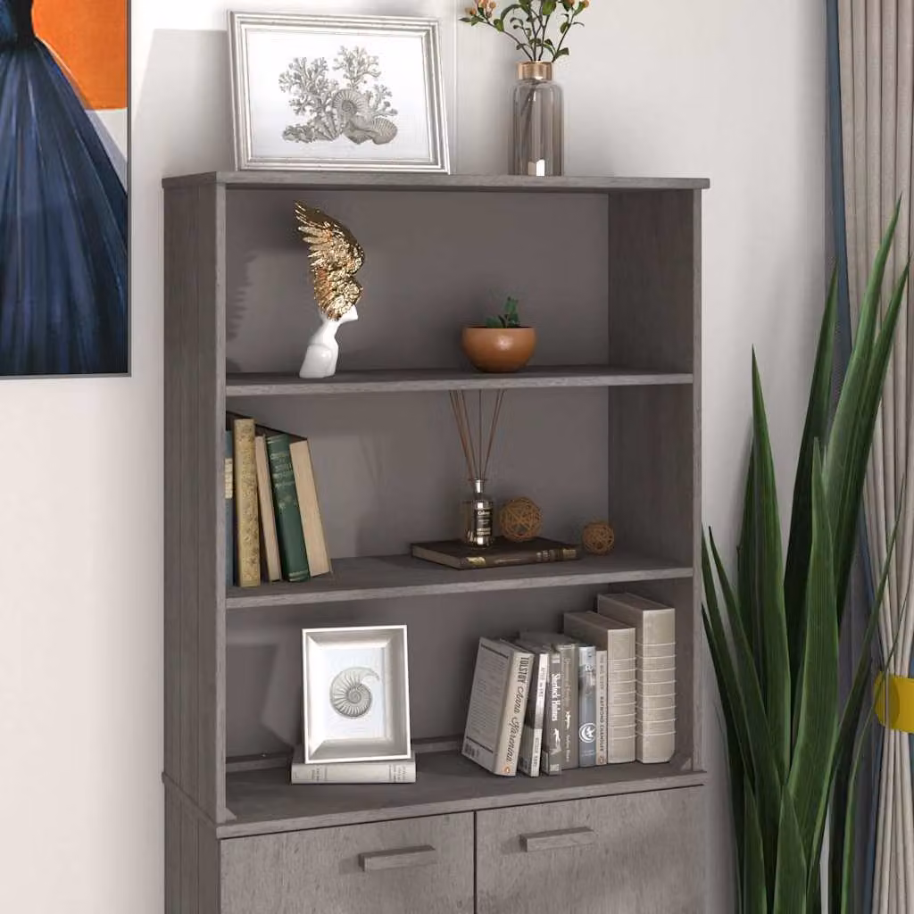vidaXL Piano Credenza HAMAR in Legno di Pino Grigio Chiaro L: 85 cm, P: 35 cm, H: 100 cm