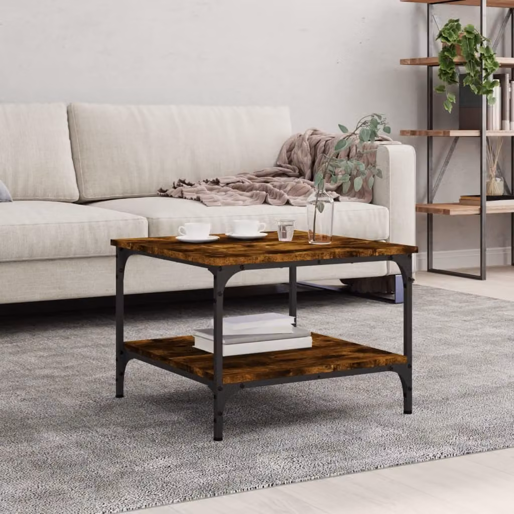 The Living Store tavolino in rovere fumé 55x55x40 cm materiale a base di legno