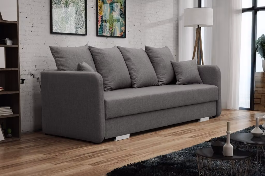 Schlafsofa Stoff 3 Sitz Sofa Couch Textil Polster Garnitur Bettfunktion