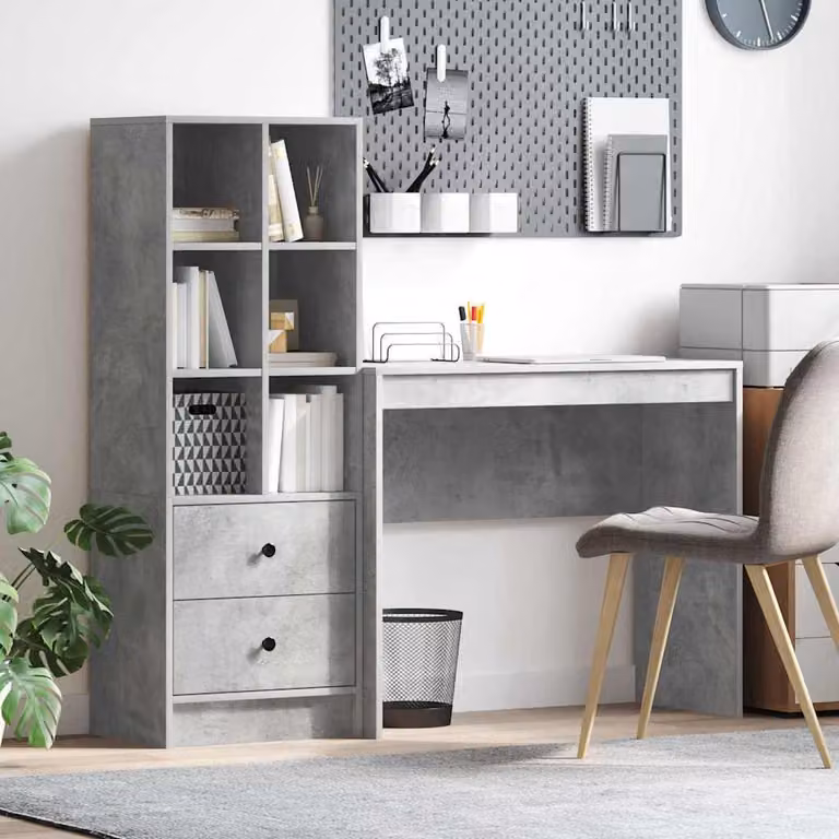 Maison Exclusive - Scrivania con cassetto 2 pcs Grigio cemento