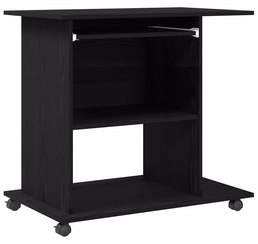 Scrivania per computer in legno impiallacciato noce, con ruote, dimensioni 80x50x75 cm