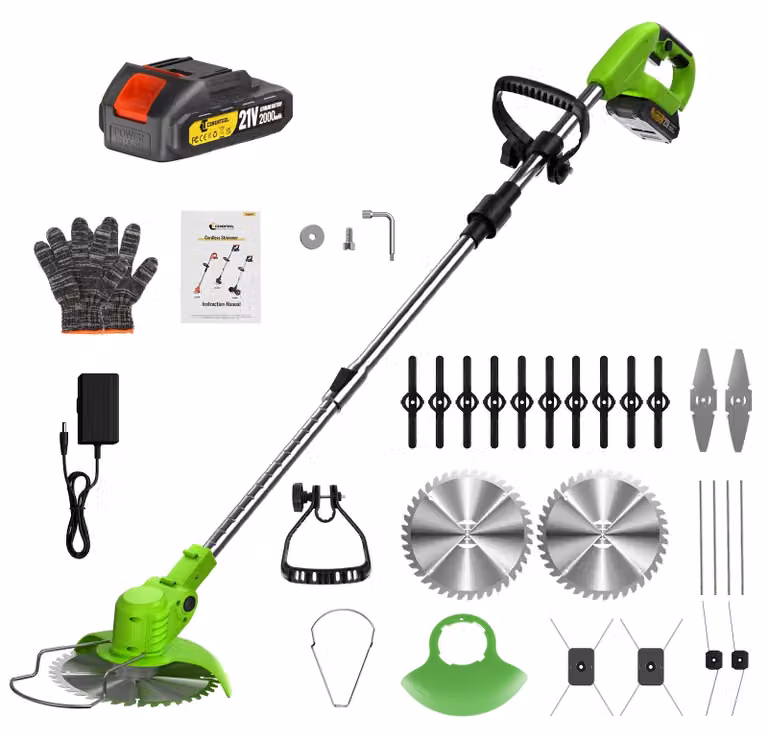 Tagliasiepi a batteria, con testa di taglio regolabile, lame versatili, 1 batteria, colore verde