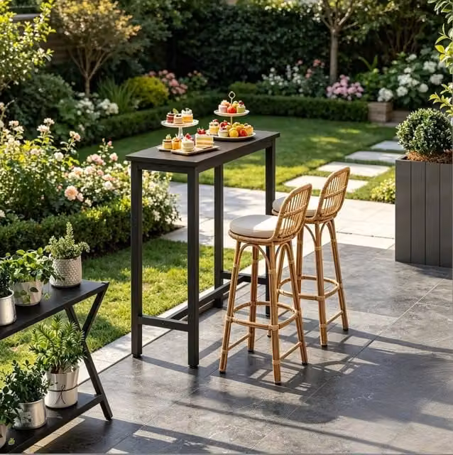 Tavolo bar nero 100 x 40 x 100 cm in metallo e legno