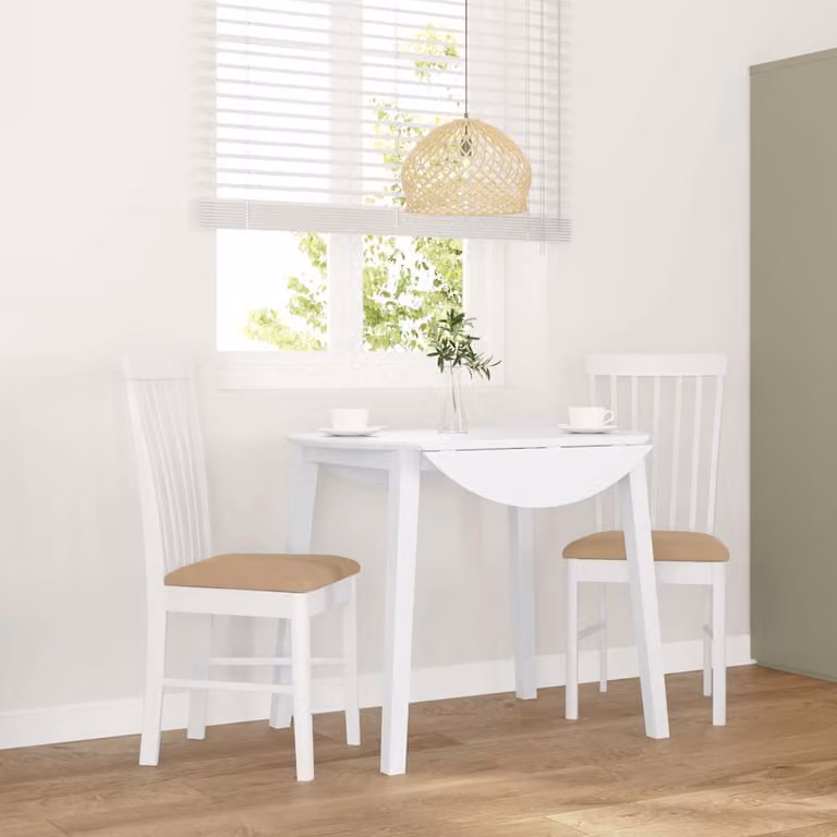 Set di 2 sedie da pranzo con cuscini vidaXL in legno di hevea bianco e marrone