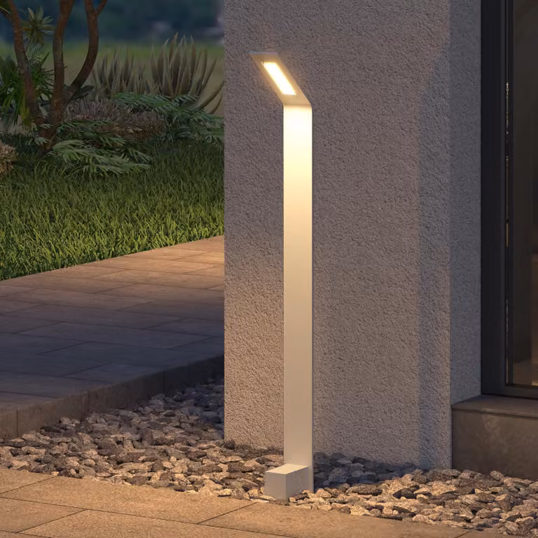 doporro Lampione da Giardino 80 cm IP65 con LED 6W 3000K šC Paletto Luminoso da Esterno in Alluminio Bianco Opaco per Sentieri, Vialetti, Terrazze e Cortili, Design Moderno