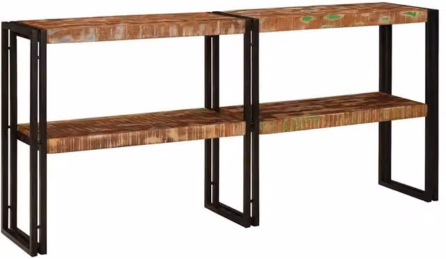 Tavolo consolle moderno vidaXL in legno recuperato e metallo multicolore L: 75 cm, P: 33 cm, H: 75 cm
