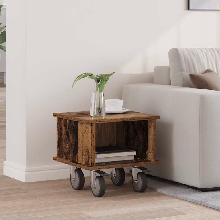 Supporto TV moderno vidaXL in legno marrone con ruote L/P/H: 37 x 35 x 35 cm