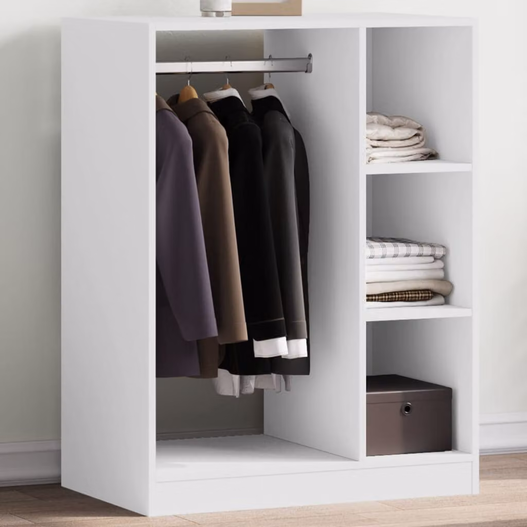 Armadio bianco vidaXL in legno multistrato con ripiani e appendiabiti L: 77 cm, P: 48 cm, H: 102 cm