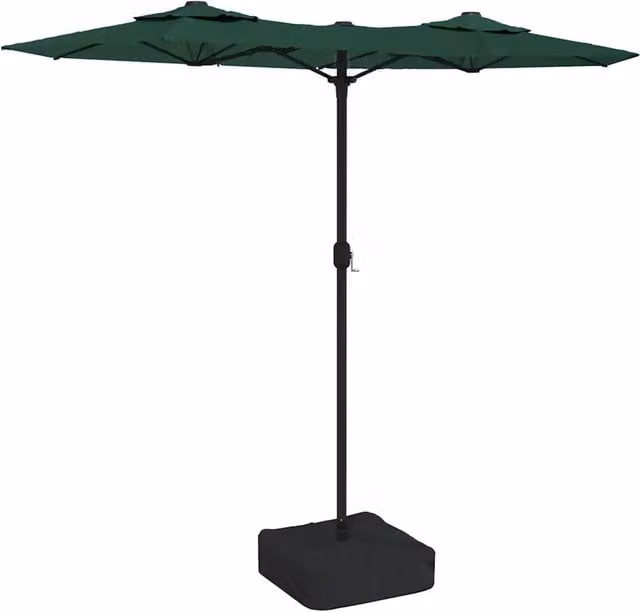 Ombrellone da giardino a doppia testa con LED esterno 316 x 145 cm atmosfera accogliente meccanismo a manovella in poliestere verde 02_0047393