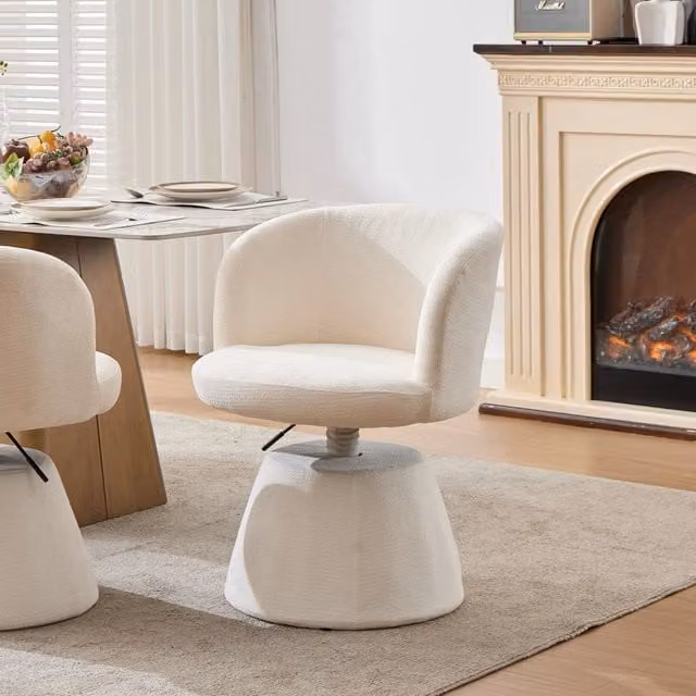 Sgabello da Bar MINIMAL Girevole 360° con Seduta Imbottita in Velluto Beige Crema