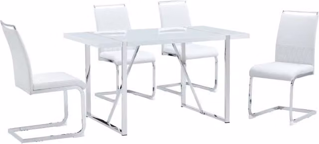 Set di 4 Sedie da Pranzo Moderne con Schienale in PU e Lino, Seduta Imbottita, Colore Bianco
