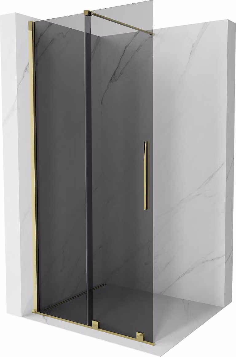 Mexen Velar parete doccia scorrevole Walk-in 70 x 200 cm, grafite 8 mm, oro - 871-070-000-43-50