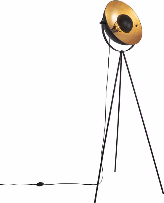 Lampada da terra nera con stativo regolabile dorato da 42 cm Magnax