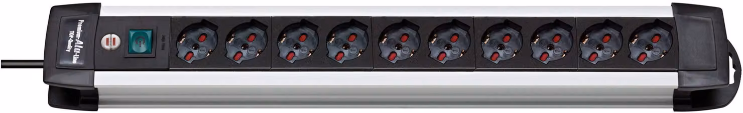 Brennenstuhl Premium-Alu-Line, ciabatta multipresa da 3 metri, elettrica con interruttore e