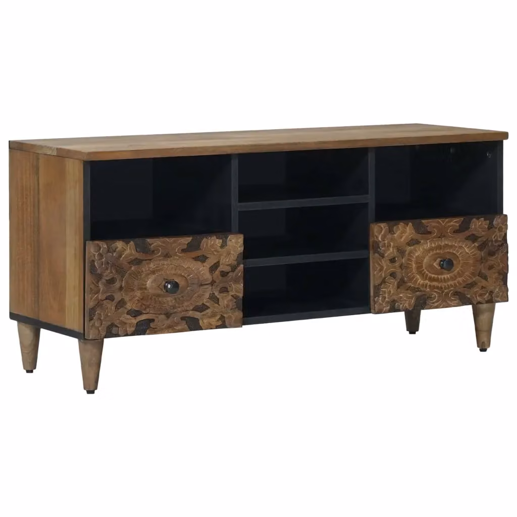 Mobile TV moderno DESIGN IN in legno di mango massello marrone L: 100 cm, P: 33,5 cm, H: 46 cm – 2