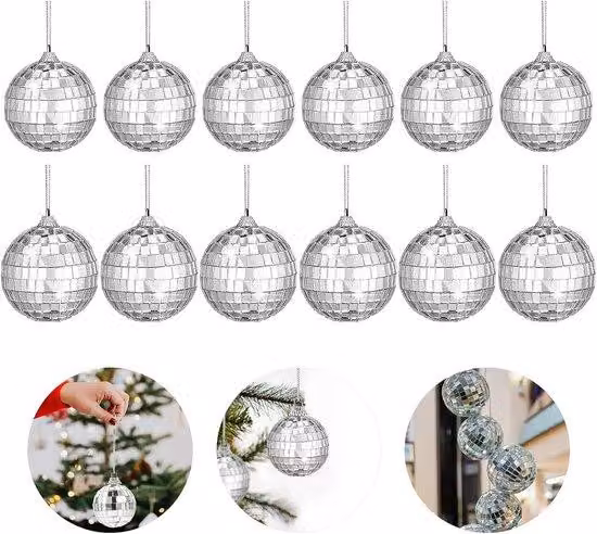 Decorazione riflettente argento, set da 9 pezzi, 8 cm x 6 cm