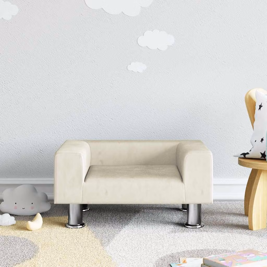 Divano per bambini vidaXL in velluto beige L: 50 cm, P: 40 cm, H: 26,5 cm