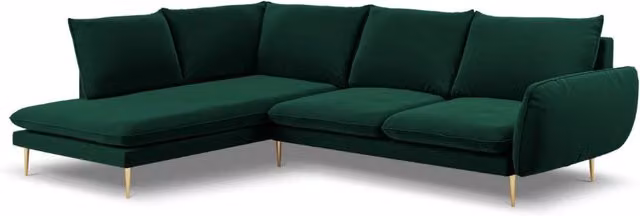 Divano angolare sinistro Vienna Cosmopolitan Design in velluto verde bottiglia da 6 posti L/P/H: 275 x 95 x 73 cm – 1
