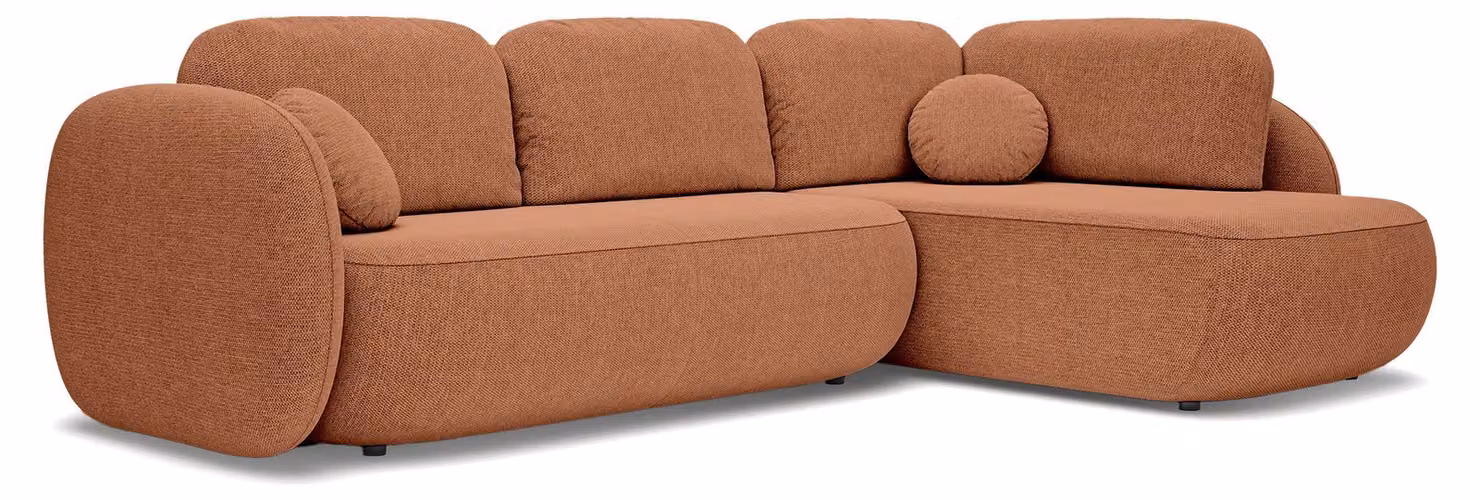 Divano angolare con funzione letto, modello Olemo, lato destro, colore cannella