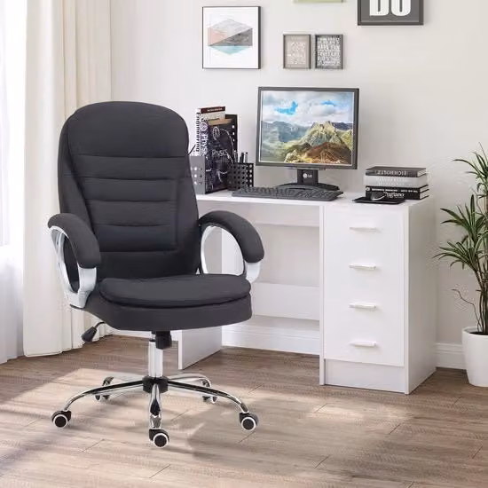 Sedia da lavoro - Ergonomica - Rotante - Regolabile in altezza - Pelle nera