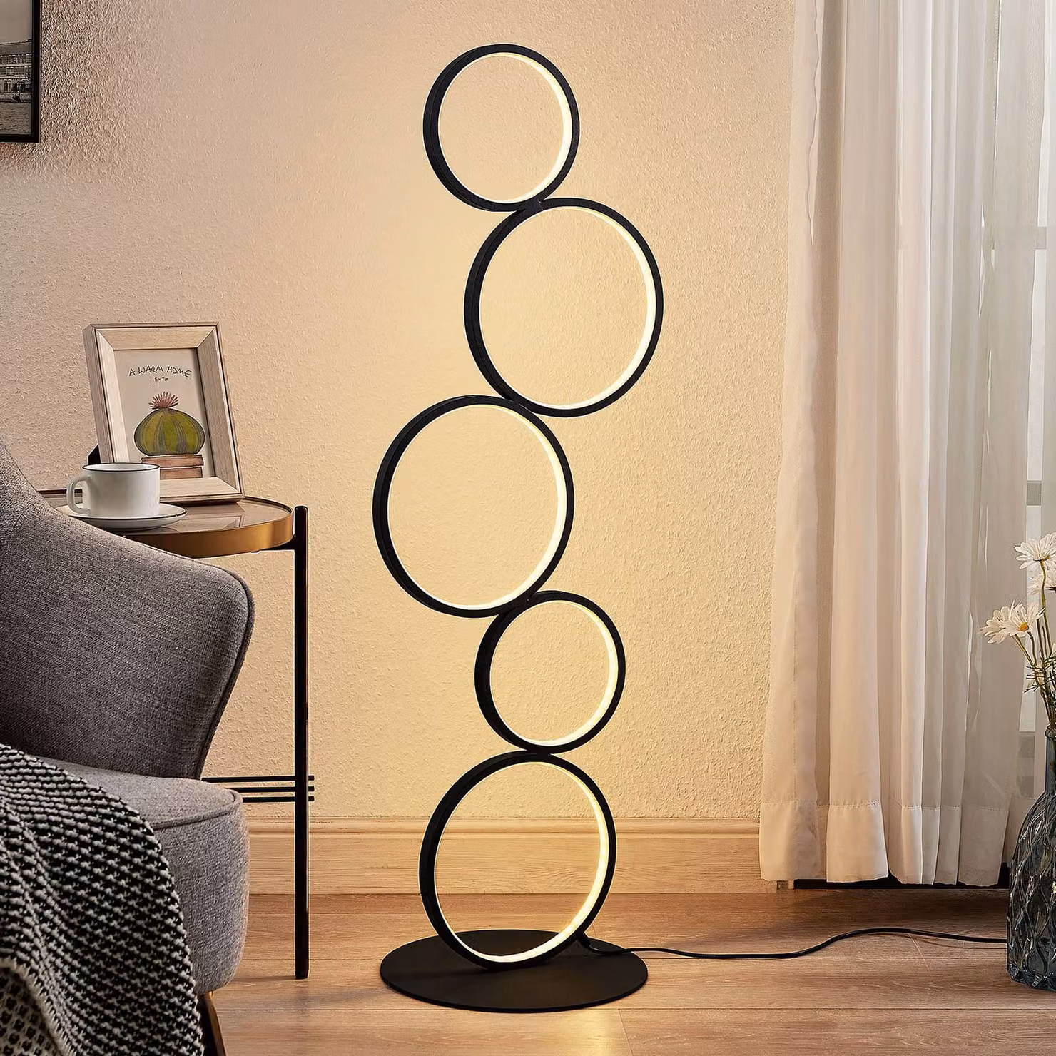 Lampada da terra a LED Jacek Lindby, Nero, Soggiorno / Sala da pranzo, Metallo, Moderno, Lampada LED da terra