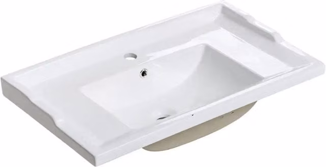 Lavabo da incasso VICTORIA 80 cm in ceramica bianco lucido stile retrò