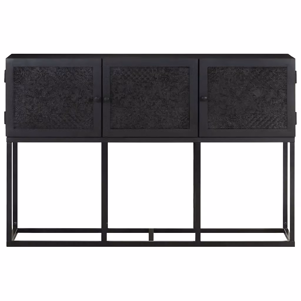 Credenza Buffet in Legno Massello di Mango e Metallo Nero Stile Industrial L: 115 cm, P: 30 cm, H: 76 cm – 2
