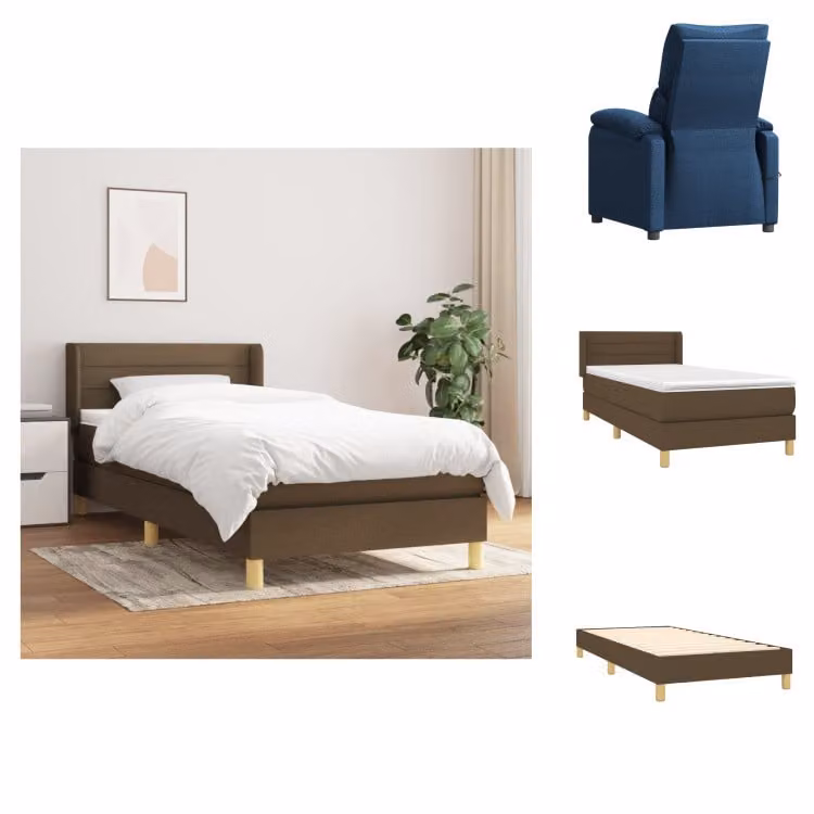 vidaXL Letto a molle con materasso in tessuto marrone scuro 100x200 cm - Letti e strutture letto