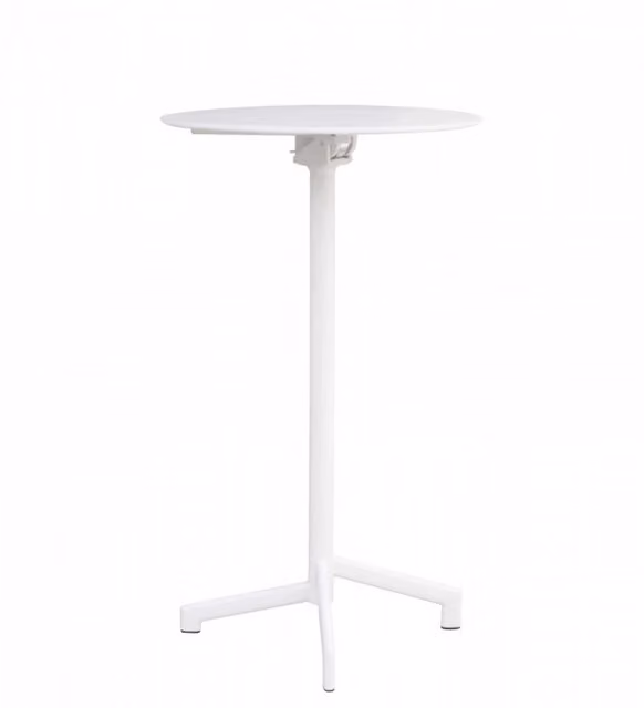 Tavolo alto rotondo Vega Cosma in acciaio bianco opaco per esterno, Diametro: 60 cm, Altezza: 102 cm