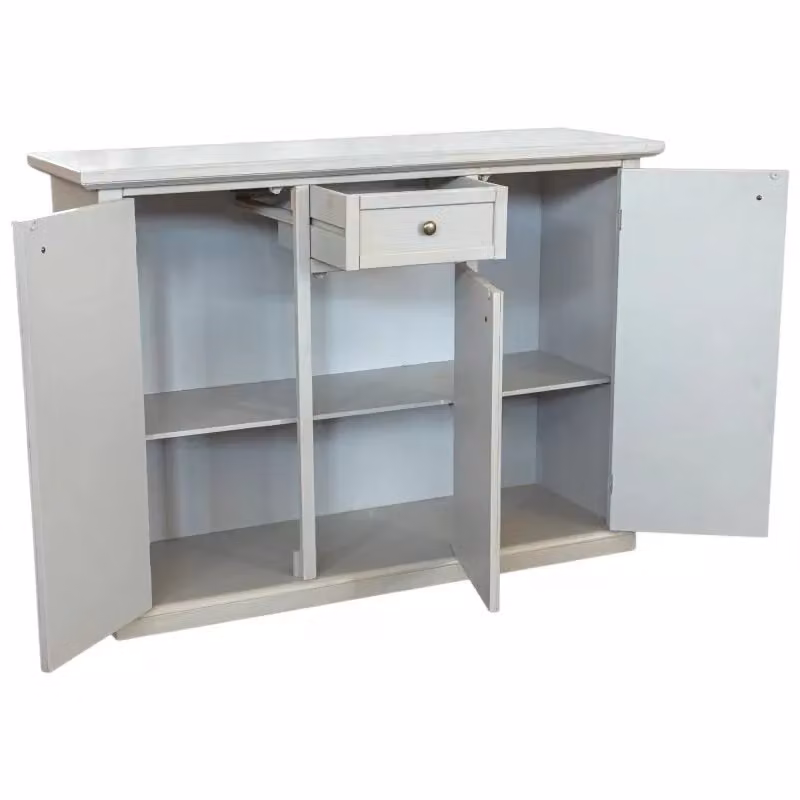 Madia credenza shabby chic con 3 ante e 1 cassetto in legno bianco anticato Mobili 2G L/P/H: 120 x 39 x 85 cm – 2