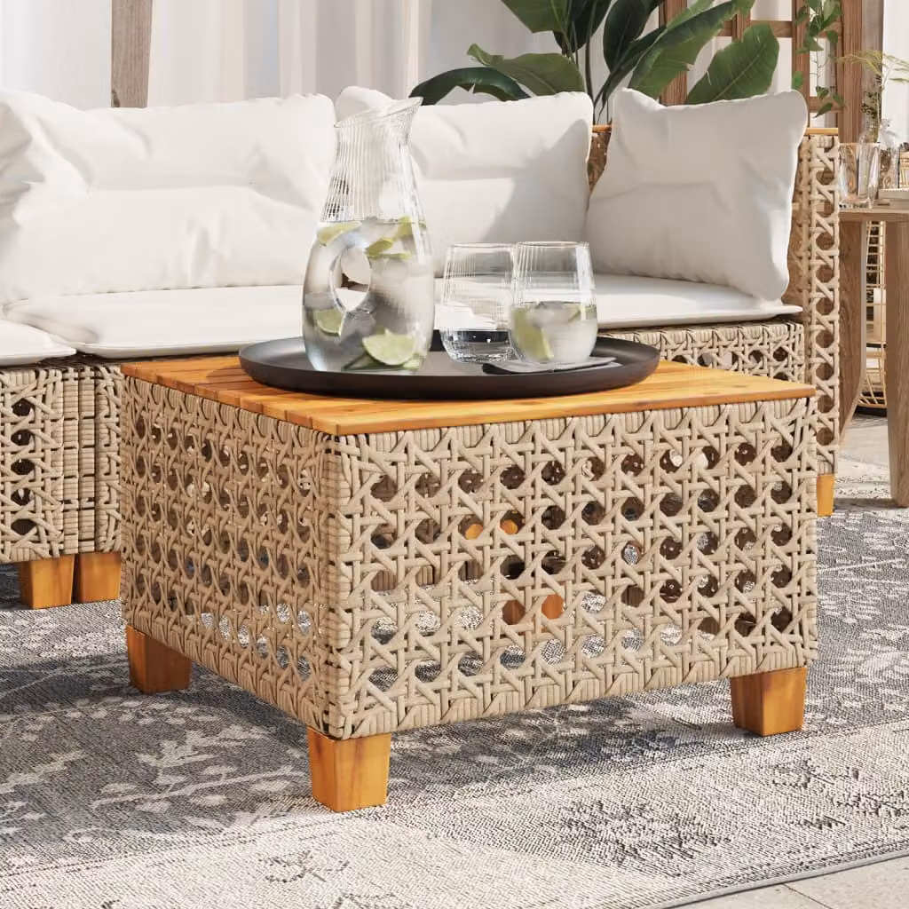 Maison Exclusive - Tavolo da giardino beige, 55x55x36 cm, in rattan sintetico e legno di acacia