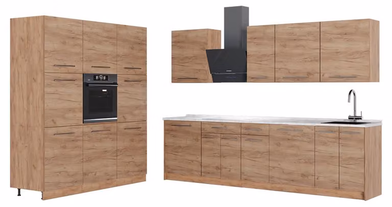 Cucina componibile Vicco Fame-Line Rovere dorato/Rovere dorato 460 cm, PL Marmo, Model 63795