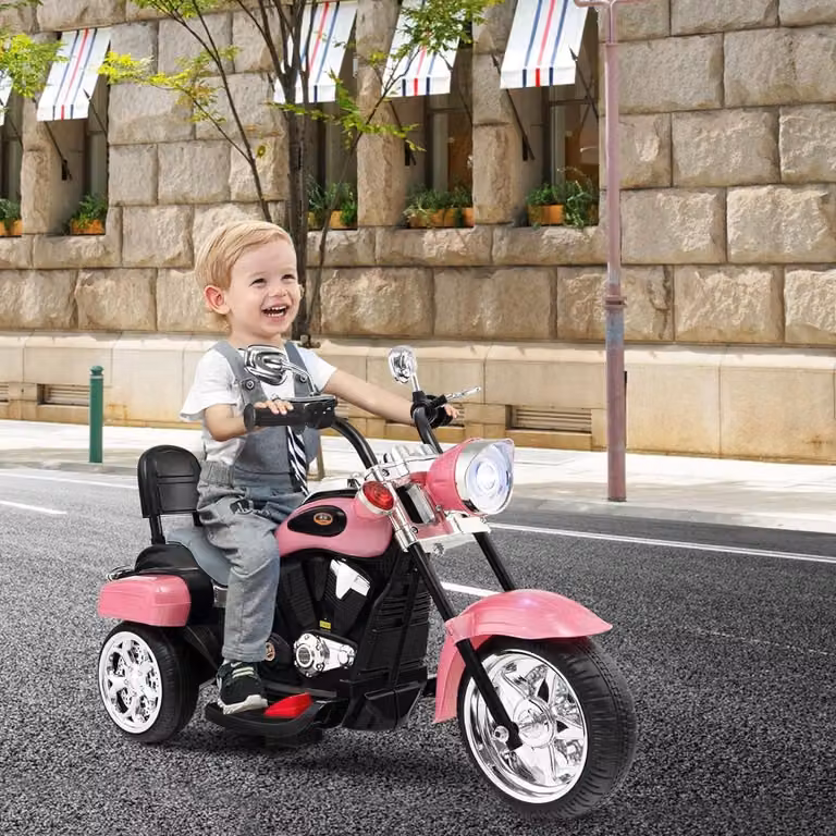 Moto cavalcabile Costway stile chopper per bambini e bambine, colore rosa