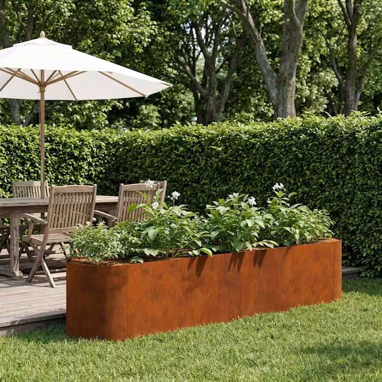 Letto rialzato da giardino vidaXL in acciaio Corten marrone L: 200 cm, P: 40 cm, H: 40 cm