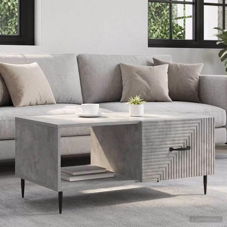 vidaXL Tavolino da salotto rettangolare in stile industriale, Grigio, L: 90 cm, P: 50 cm, H: 40 cm