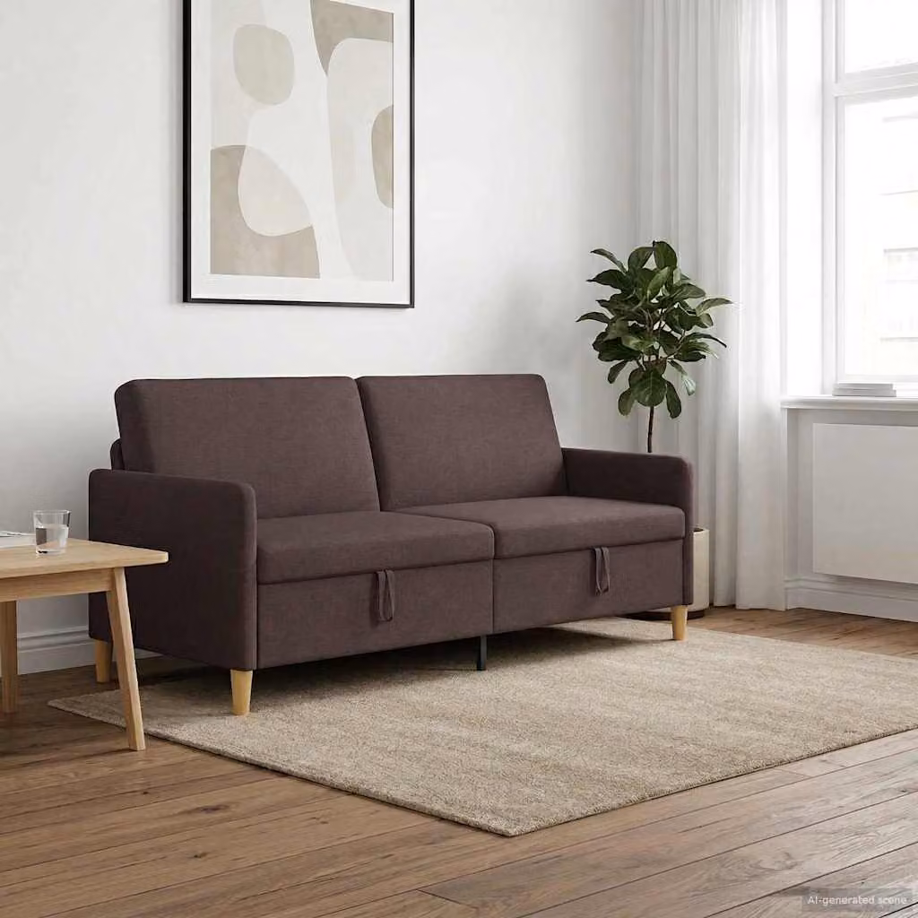 vidaXL Divano Moderno con Contenitore e Seduta a Sollevamento, Marrone, L: 192 cm, P: 78 cm, H: 87 cm
