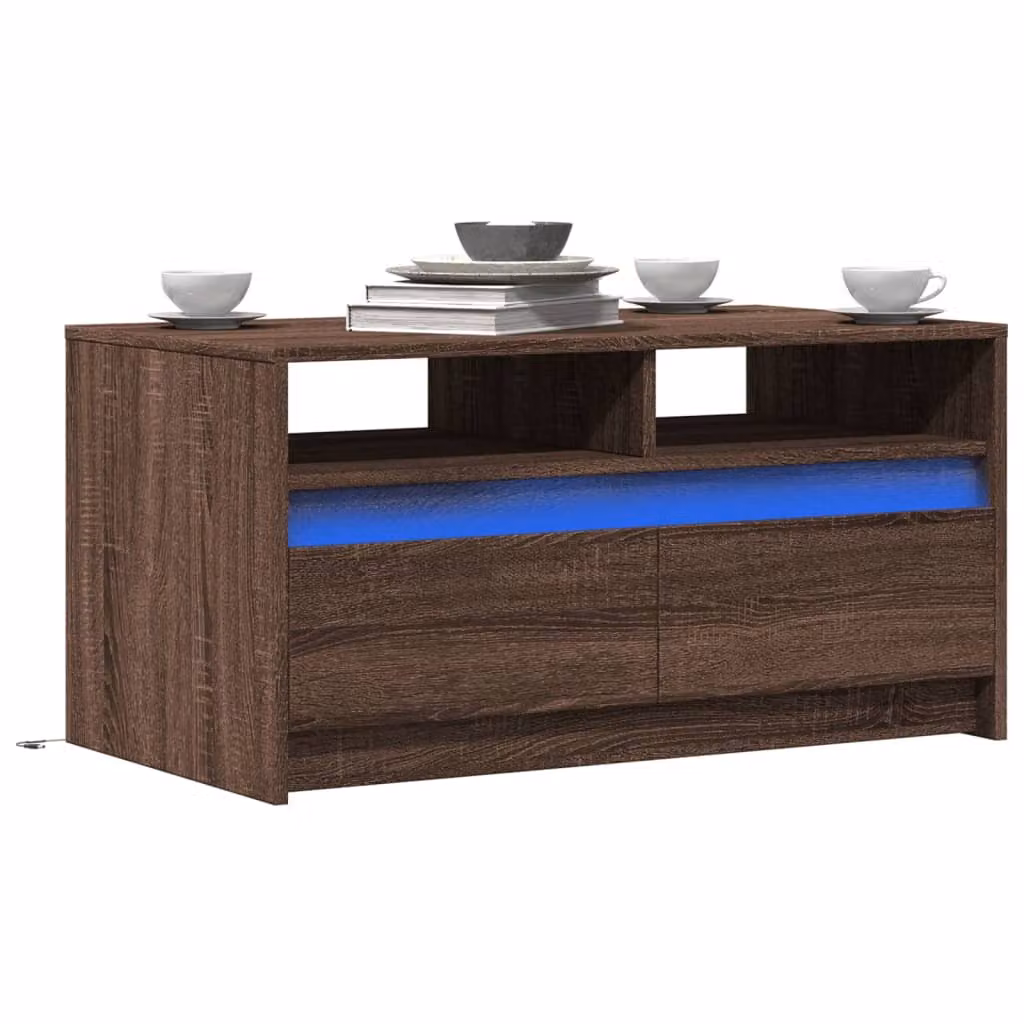 vidaXL Tavolino da Salotto Moderno in Rovere Marrone con Finitura Opaca L: 90 cm, P: 50 cm, H: 45,5 cm