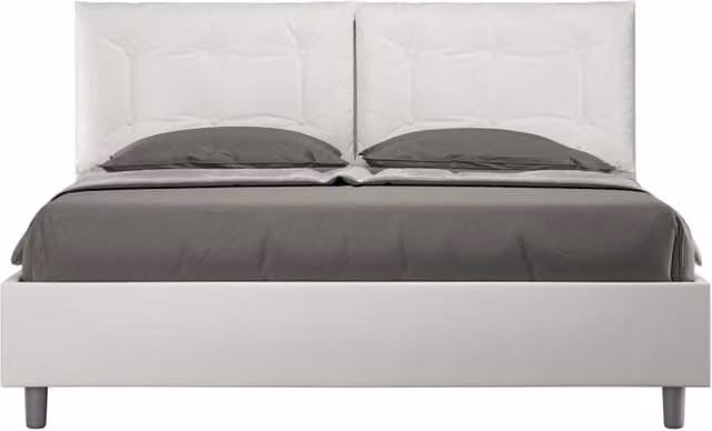 Letto imbottito Matrimoniale 160x200 cm Annalisa - Bianco,Similpelle,Senza rete